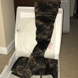 camouflage thigh high boots